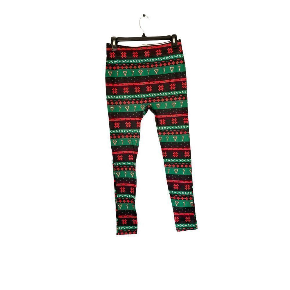 Target women’s fleece lined Christmas candy cane high waisted stretchy leggings